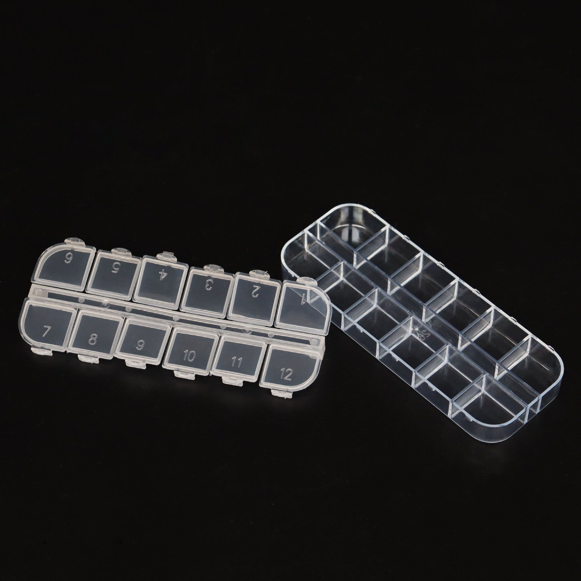 Venta al por mayor Adornos de uñas transparentes Caja de almacenamiento de plástico